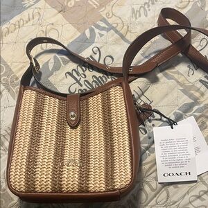 Coach Woven Brown and Tan Crossbody Bag